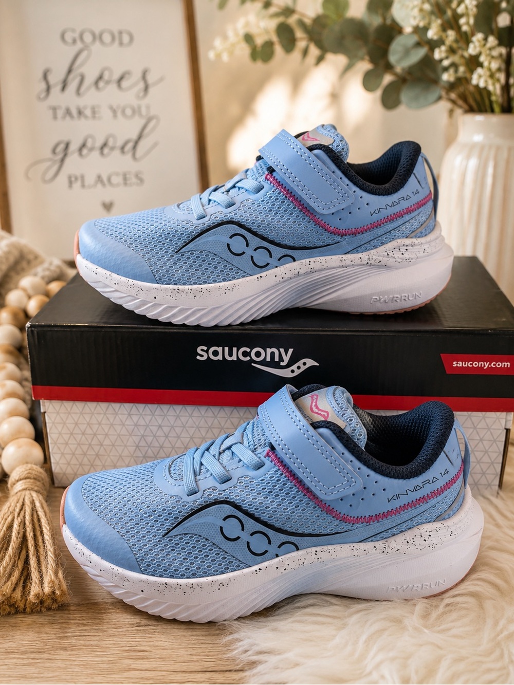 Saucony Kids Light Blue Hook-and-Loop Mesh Sneakers